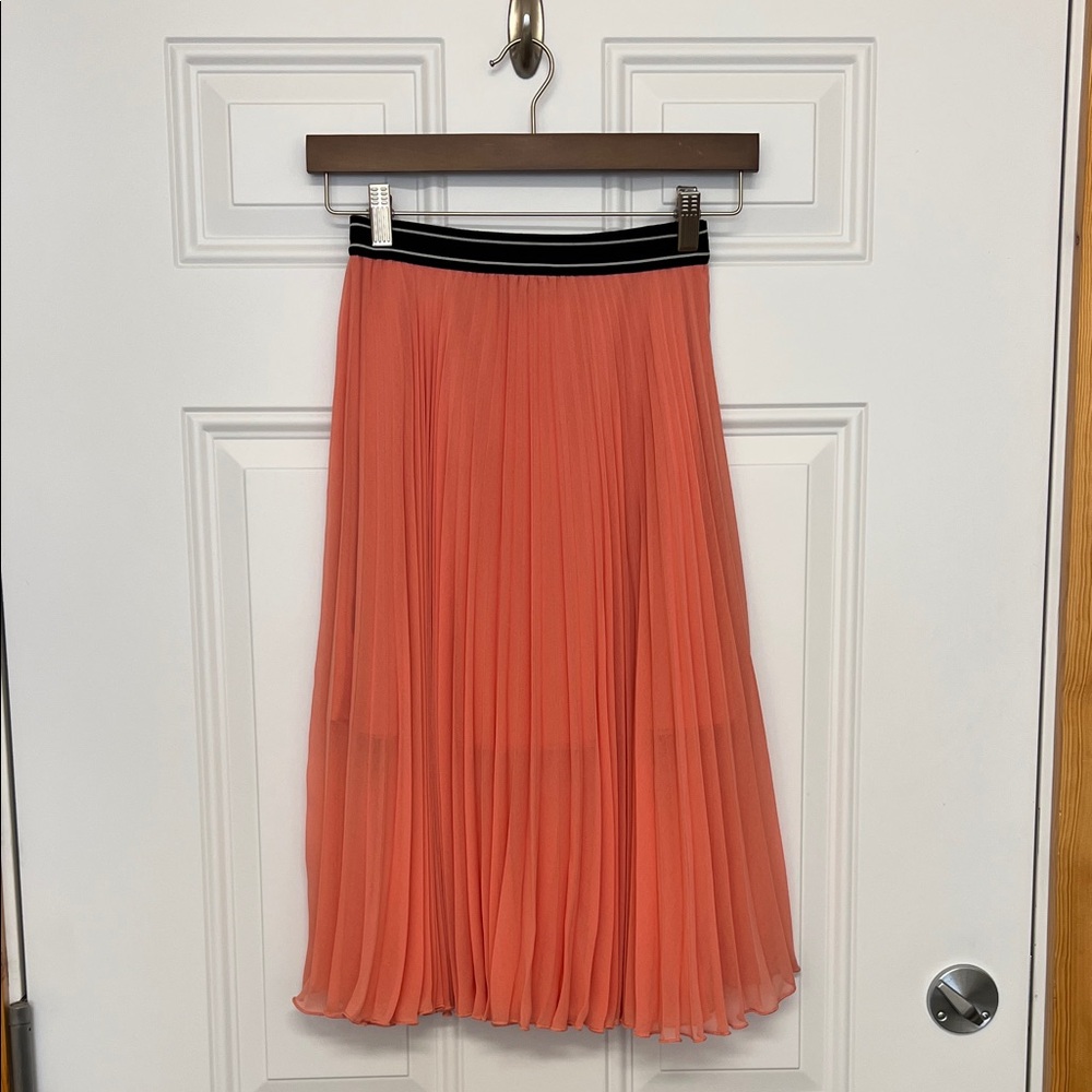 Topshop Coral A-Line Pleated Skirt